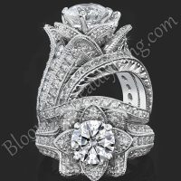 1.67 ctw. Small Hand Engraved Blooming Beauty Wedding Ring Set – bbr434en-s-set