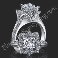 Lotus Ring 8 Petal 1.00 ct. Diamond Band Flower Ring