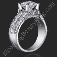 Attention Grabbing Tension Set Basket Mounting with Floating Diamond and Smooth Stylish Prongs