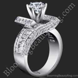 1.85 ctw. Double Seven Round and Baguette Engagement Ring - bbr4549