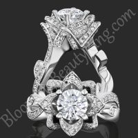 The Large Lotus Swan 1.48 ct. Diamond Engagement Flower Ring