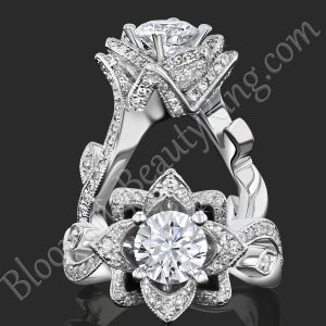 The Lotus Swan 1.48ct. Diamond Engagement Flower Ring - bbr626
