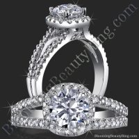 Art-Nouveau 4 Prong Split Shank Halo Setting with Pave Peekaboo Diamonds – bbr424