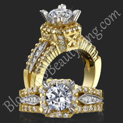 Queen's crown Mid Split Shank Diamond Engagement Ring - bbr192