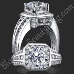 1.00 ctw. Princess Channel and Round Pave Set Diamond Engagement Ring - bbr161