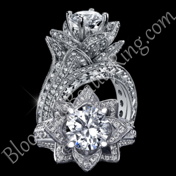 1.67 ctw. Small Hand Engraved Blooming Beauty Wedding Ring Set – bbr434en-s-set