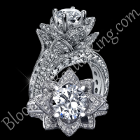 1.67 ctw. Small Hand Engraved Blooming Beauty Wedding Ring Set – bbr434en-s-set
