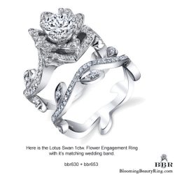 The Lotus Swan 1ct. Diamond Engagement Flower Ring