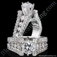 Diamonds On The Tips Modified 6 Prong Cathedral Split Band Princess Cut Ring