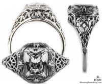 e002bbr | Antique Filigree Ring | for a 2.45ct. to 2.55ct. emerald stone | Grate Like Detailing