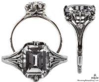 e026bbr | Antique Filigree Ring | for a 2.45ct. to 2.55ct. emerald stone | Art Nouveau