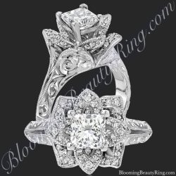 Hand Engraved Princess Lotus Flower Ring