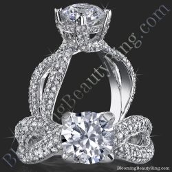.98 ctw. Small Split Shank Micro Pave Diamond Engagement Ring - bbr427