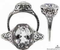 ov045bbr | Antique Filigree Ring | for a 2.45ct. to 2.55ct. oval stone | Enchanting