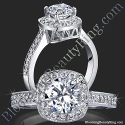 .38 ctw. Halo and Millegrain Diamond Engagement Ring - bbr420