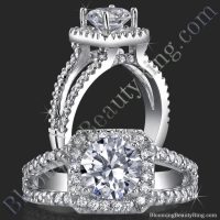 Square Halo Split Shank 62 Diamond Micro Pave Set Engagement Ring – bbr423