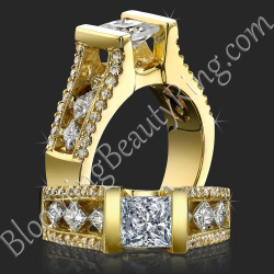Tension Set Open Band with a Large Channel Set Diamond Bridge Engagement Ring