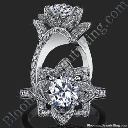 The Large Crimson Rose Flower Diamond Engagement Ring – bbr607