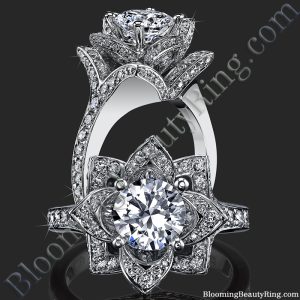 The Large Crimson Rose Flower Diamond Engagement Ring – bbr607