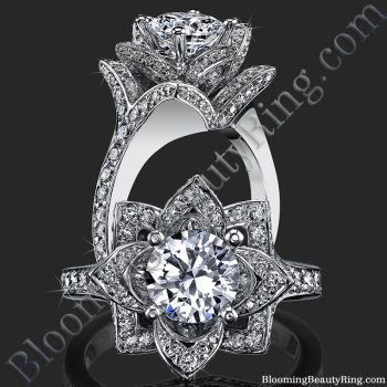 The Large Crimson Rose Flower Diamond Engagement Ring – bbr607