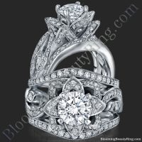 The Original Lotus Swan Double Band Flower Ring Set