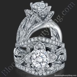 The Original Lotus Swan Double Band Flower Ring Set