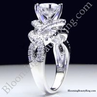 Twist of Fate – 14k White gold – Diamond Engagement Ring – 6 Prong – Unique – Swirl – Pave