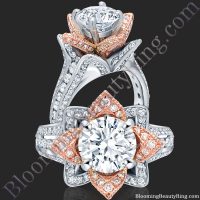Rose Gold and White Blooming Beauty Flower Ring