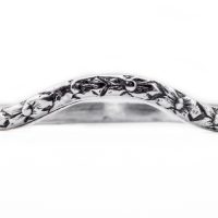 wb023bbr | Antique Filigree Wedding Band | Curved | Engraved | Sculptural Flowers<br>$519