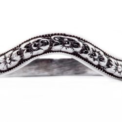wb026bbr | Antique Filigree Wedding Band | Curved | Engraved | Thin Band with Flower Detailing