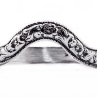 wb030bbr | Antique Filigree Wedding Band | Curved and Engraved | Flowers and Leafs<br>$928