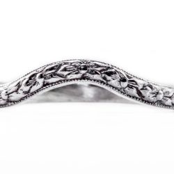 wb041bbr | Antique Filigree Wedding Band | Curved and Engraved | Shadow Band