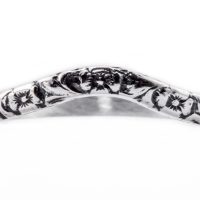 wb042bbr | Antique Filigree Wedding Band | Curved and Engraved | Flower Companion Band<br>$519