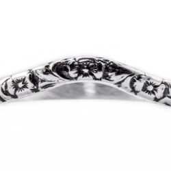 wb042bbr | Antique Filigree Wedding Band | Curved and Engraved | Flower Companion Band
