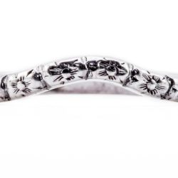 wb043bbr | Antique Filigree Wedding Band | Curved and Engraved | Flower and Ray Petals