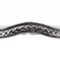 wb074bbr | Antique Filigree Wedding Band | Curved and Engraved | Continuous Milgrain Border