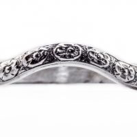 wb075bbr | Antique Filigree Wedding Band | Curved and Engraved | Floral<br>$706