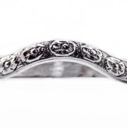 wb075bbr | Antique Filigree Wedding Band | Curved and Engraved | Floral