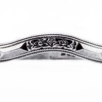 wb077bbr | Antique Filigree Wedding Band | Curved and Engraved | Flowers and Arrows<br>$594