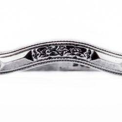 wb077bbr | Antique Filigree Wedding Band | Curved and Engraved | Flowers and Arrows